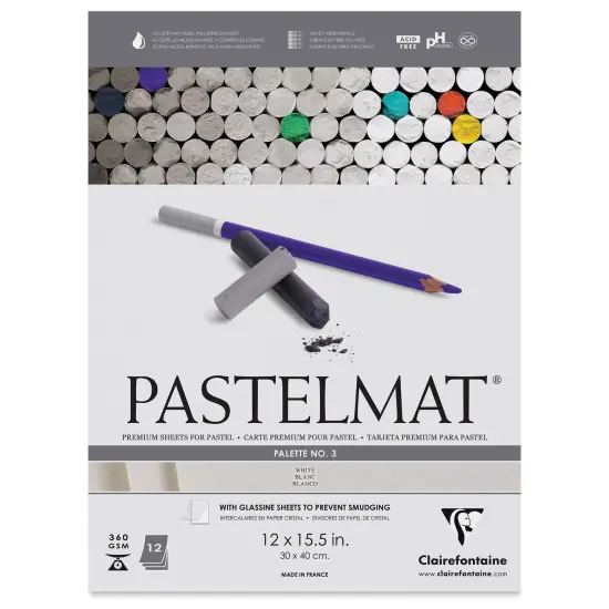 Clairefontaine Pastelmat Pad - 12" x 15-1/2", White, 12 Sheets {1}