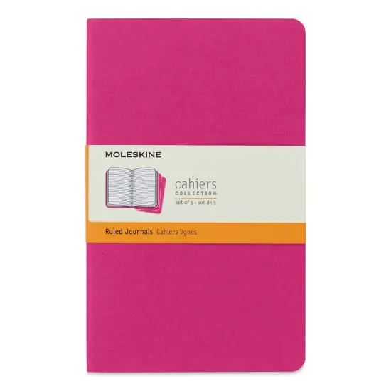 Moleskine Cahier Journals - 8-1/4" x 5", Ruled, Kinetic Pink, Pkg of 3 {1}