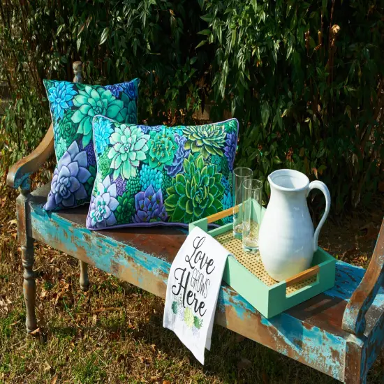Succulent Garden Printed & Embellished Throw Pillow, 12" x 24" {3}
