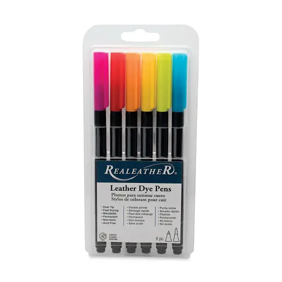 Realeather Leather Dye Pens - Bright Colors, Set of 6 {1}