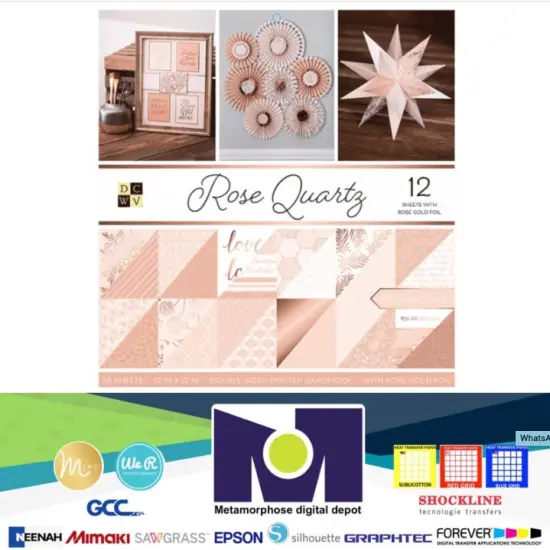 DCWV&reg;️ ROSE QUARTZ GOLD PAPER STACK 12"X12" 12/PKG PS-005-00561 Double Sided {1}
