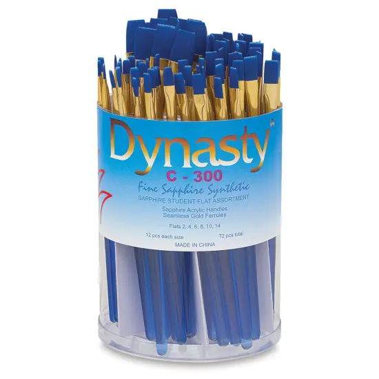 Dynasty Fine Sapphire Synthetic Brush Set - Flat, Canister of 72 {1}