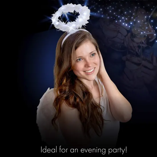 Light Up Angel Halo - White Feather Fluffy LED Halo Headband Accessories for Angel Costumes for Adults and Kids {4}
