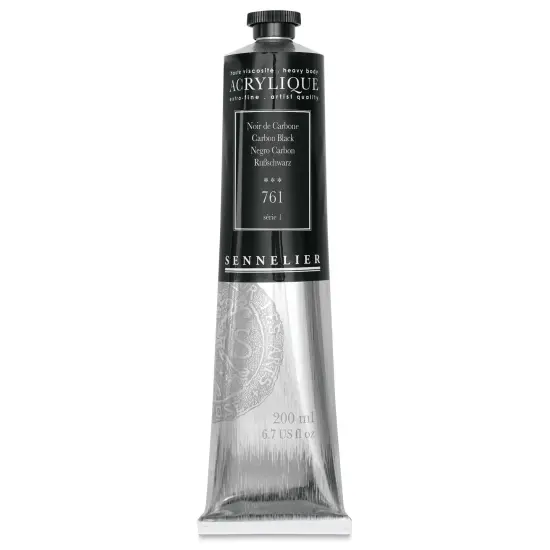 Sennelier Extra-Fine Artist Acryliques - Carbon Black, 200 ml tube {1}