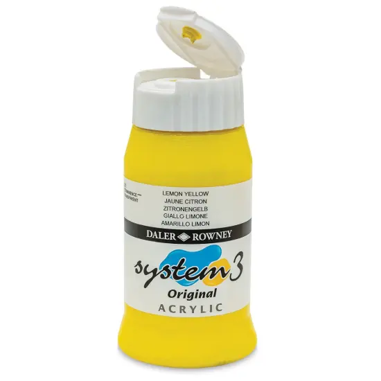 Daler-Rowney System3 Acrylic - Lemon Yellow, 500 ml bottle {1}