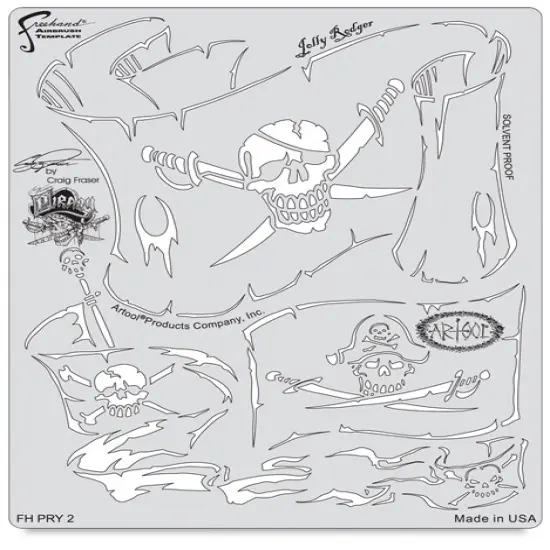 Iwata Artool Freehand Template - Piracy Jolly Rodger {1}