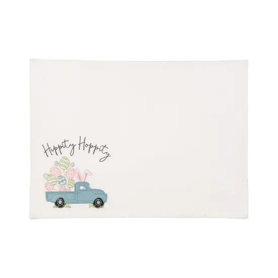 Hippity Hoppity Bunny Rabbit Easter Spring Truck Embroidered Placemats Set of 6, 13" x 16" {1}