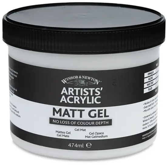 Winsor & Newton Artists' Acrylic Matt Gel Medium - Matte, 474 ml jar {1}
