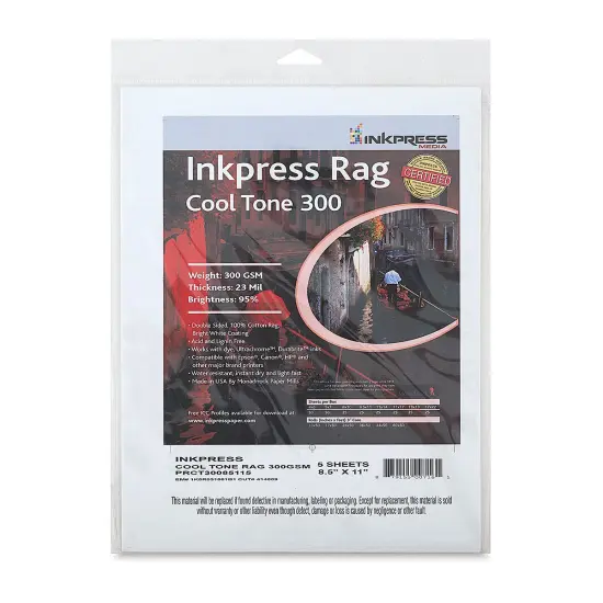 Inkpress Rag Digital Paper - Cool Tone, 300 gsm, 8-1/2" x 11", 25 Sheets {2}