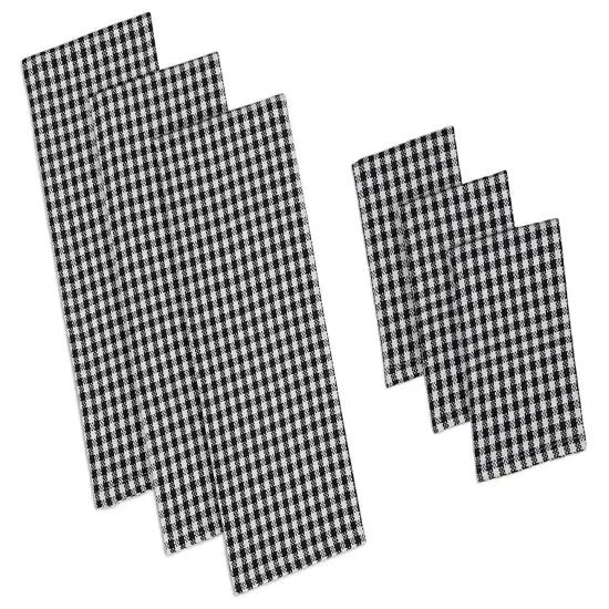 DII Black Check Heavyweight Dishtowel & Dishcloth (Set of 6) {1}