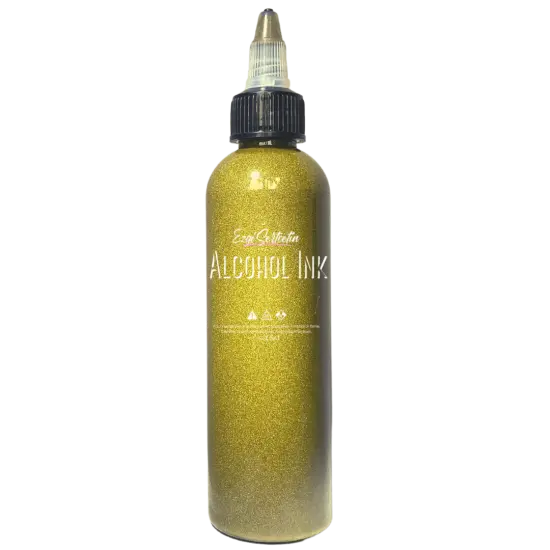 Premium Alcohol Ink | Metallic and Vibrant | High Saturated Unique Colors | For Tumblers, Coasters, Resin Dye, Alcohol Ink Paper, Yupo, Resin Petri Dish | 4 oz by volume | by Ezgi Sertcetin Metallic gold {1}
