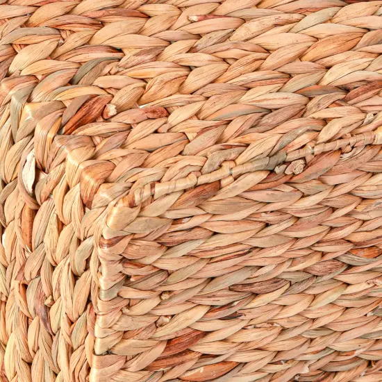 Water Hyacinth Wicker Large Square Storage Laundry Basket with Handles {5}