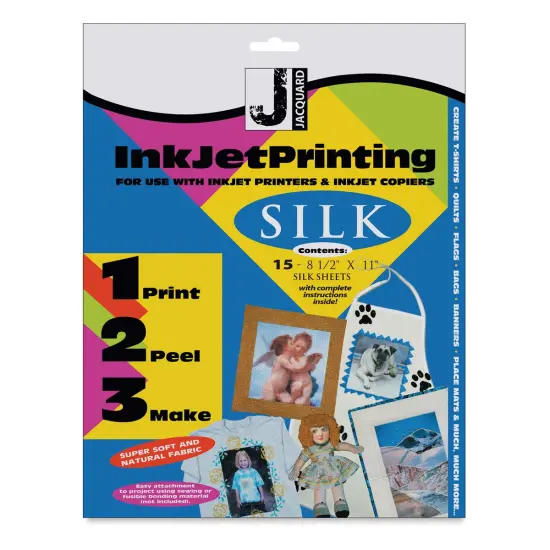 Jacquard Inkjet Fabric Kit - 8-1/2" x 11", Silk, Pkg of 15 {1}