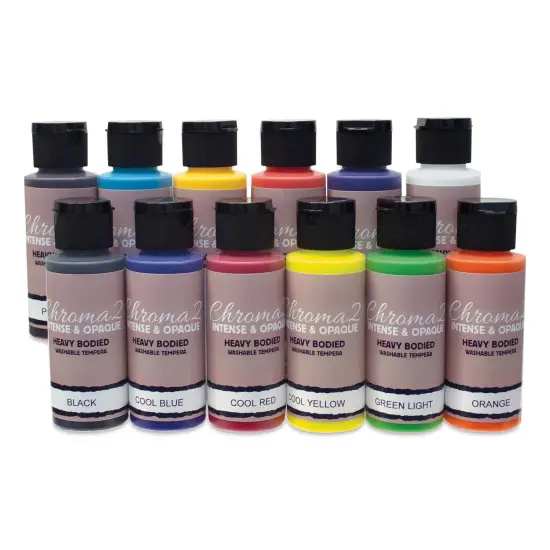 Chroma 2 Washable Tempera - 12 Color Set, 2 oz {1}