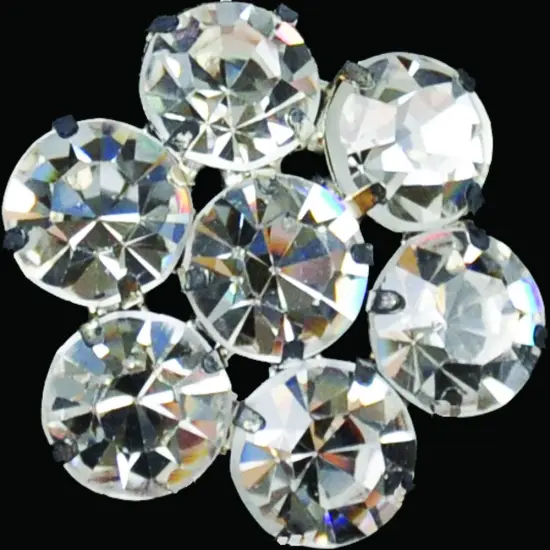 Belagio Rhinestone Shank Button, 1" Diameter, 1 Piece, Stone Flower Design, Silver/Crystal {1}