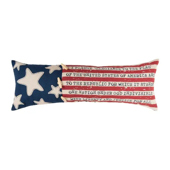 Patriotic "I Pledge Allegiance to the Flag" Embroidered Accent Pillow, 10" x 28" {1}