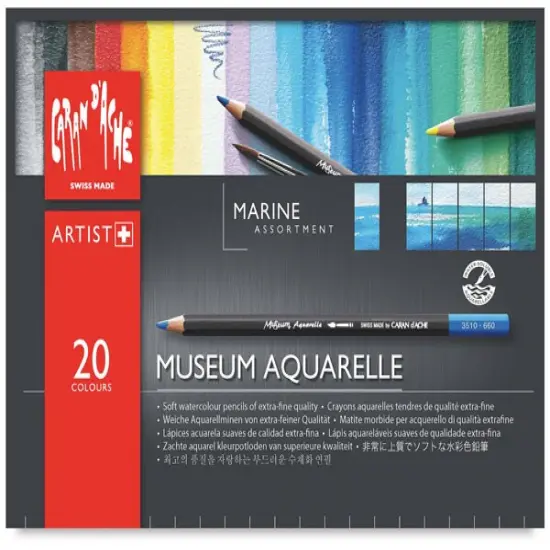 Caran D'Ache Museum Aquarelle Pencil Set - Set of 20, Marine Colors {2}