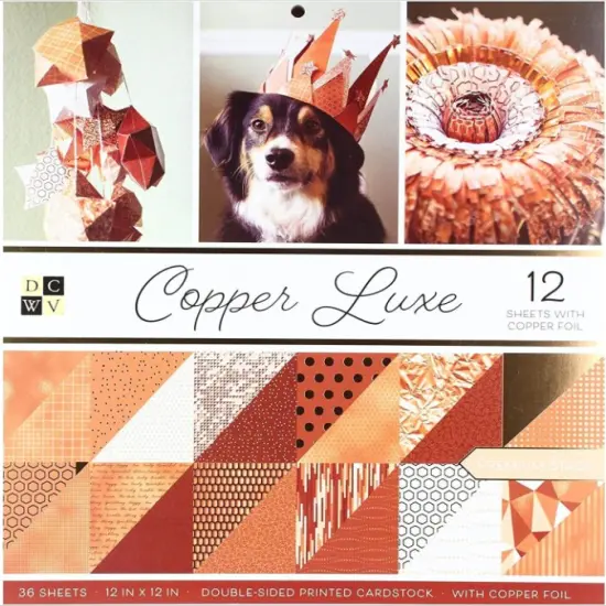 DCWV Card Stock 12"X12" Premium Printed Cardstock Stack, Copper Luxe, 18 Des/2 Each, 12 W/Foil PS-005-00564 {2}
