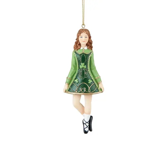 4" Irish Female Girl Dancer St. Patrick's Day Clover Christmas Tree Ornament {1}