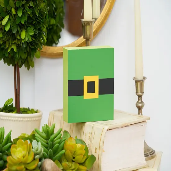 4.75" St. Patrick's Day Belt Single Table Sitter Shelf Block Centerpiece Figurine {3}