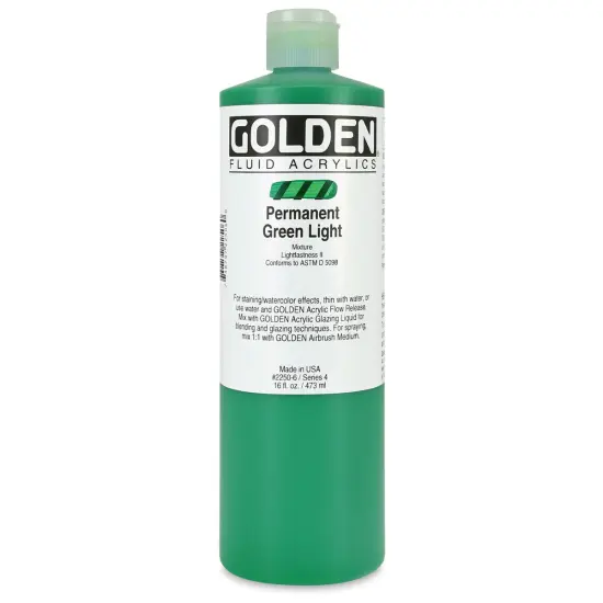 Golden Fluid Acrylics - Permanent Green Light, 16 oz bottle {1}