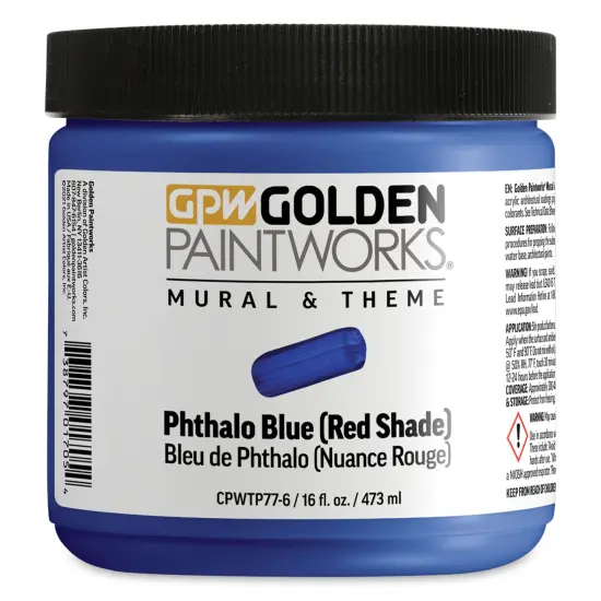 Golden Paintworks Mural and Theme Acrylic Paint - Phthalo Blue (Red Shade), 16 oz, Jar {1}