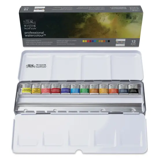 Winsor & Newton Professional Watercolor - Set of 12 Customizable Travel Tin, Assorted, Half Pans {2}