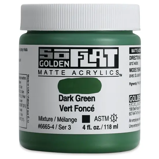 Golden SoFlat Matte Acrylic Paint - Dark Green, 118 ml, Jar {1}