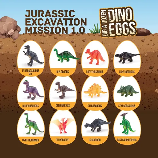 Dig a Dozen Dino Egg Dig Kit - Dinosaur Toys for Kids 3-12 Year Old Boys & Girls - 12 Easter Eggs & Surprise Dinosaurs. Science STEM Activities - Educational Boy Toy Party Gifts {4}