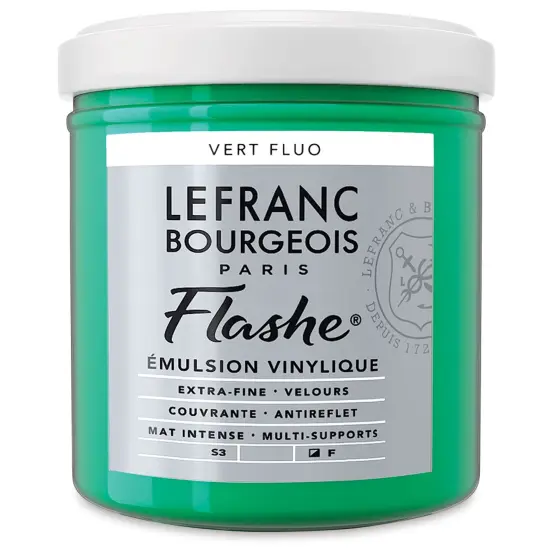 Lefranc & Bourgeois Flashe Vinyl Paint - Fluorescent Green, 125 ml jar {2}