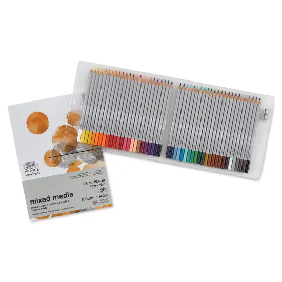 Winsor & Newton Studio Collection Colored Pencils - Set of 48, with Paper Pad and Sharpener {1}