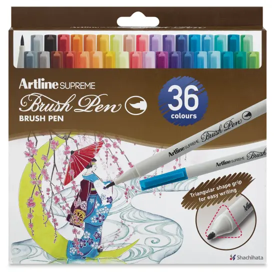 Artline Supreme Brush Pens - Set of 36, Assorted Colors {1}
