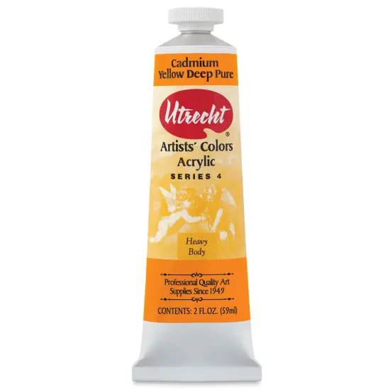 Utrecht Artists' Acrylic Paint - Cadmium Yellow Deep, 2 oz tube {1}