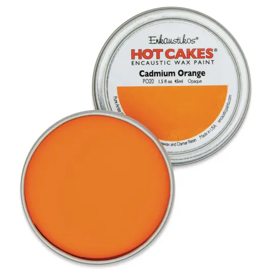 Enkaustikos Hot Cakes Encaustic Paint - Cadmium Orange, 45 ml tin and swatch {1}