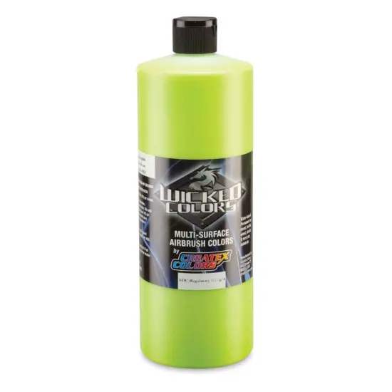 Createx Wicked Colors Airbrush Color - Opaque Limelight Green, 32 oz, Bottle {1}