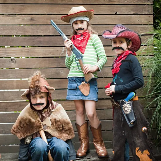 Self Adhesive Party Mustaches - Hairy Fake Black Sticker Mustache - 3 Piece Set {4}