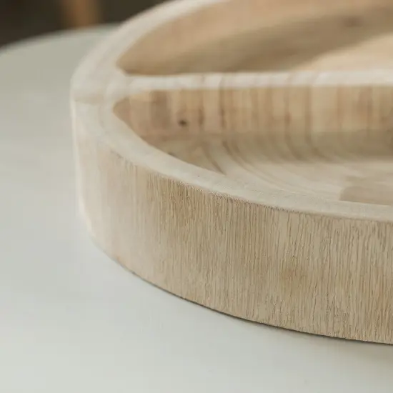 3 Sectional Round Snack Tray for Dining Table and Kitchen Decoration Natural {6}