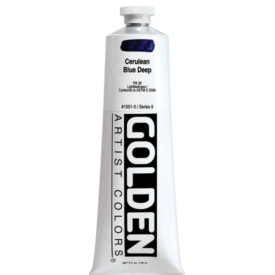 Golden Heavy Body Artist Acrylics - Cerulean Blue Deep, 5 oz tube {2}