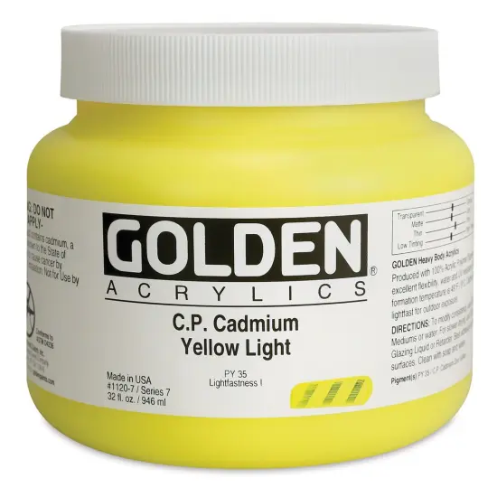 Golden Heavy Body Artist Acrylics - Cadmium Yellow Light, 32 oz Jar {1}