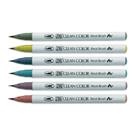 Kuretake Zig Clean Color Real Brush Pens - Smokey Colors, Set of 6 {1}