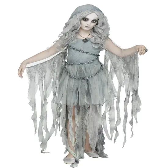 Child's Girl's Enchanted Chained Ghost Costume {1}