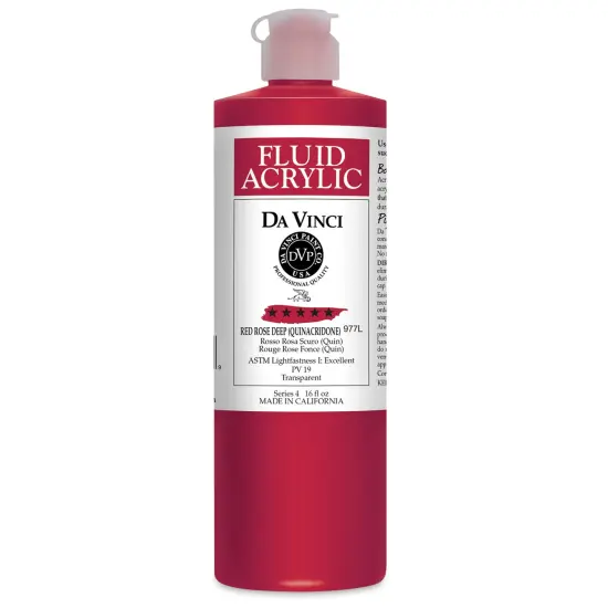 Da Vinci Fluid Acrylics - Red Rose Deep, 16 oz bottle {1}
