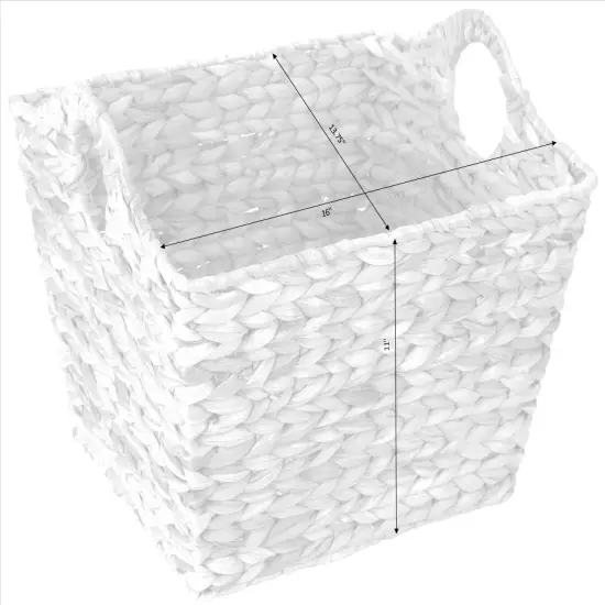 Water Hyacinth Rectangular Wicker Storage Baskets with Cutout Handles, Large {5}
