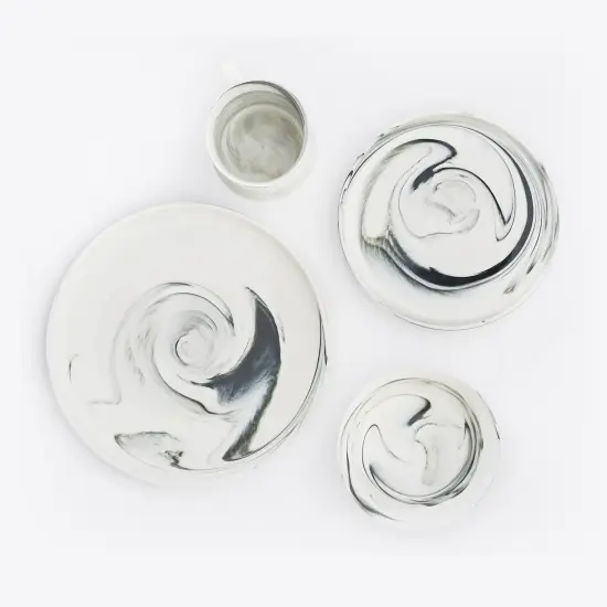 Agate Ware Swirl Design Stoneware Salad Plate Set of 4 {5}