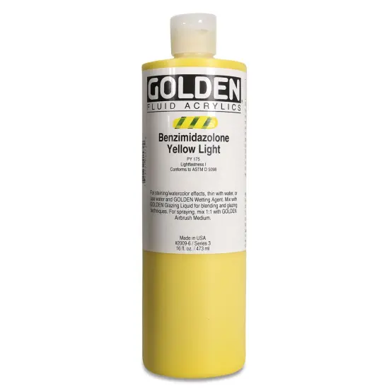 Golden Fluid Acrylics - Benzimidazolone Yellow Light, 16 oz bottle {1}