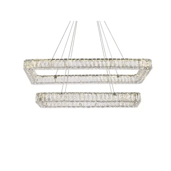 Monroe 42 inch LED double rectangle pendant in chrome {3}