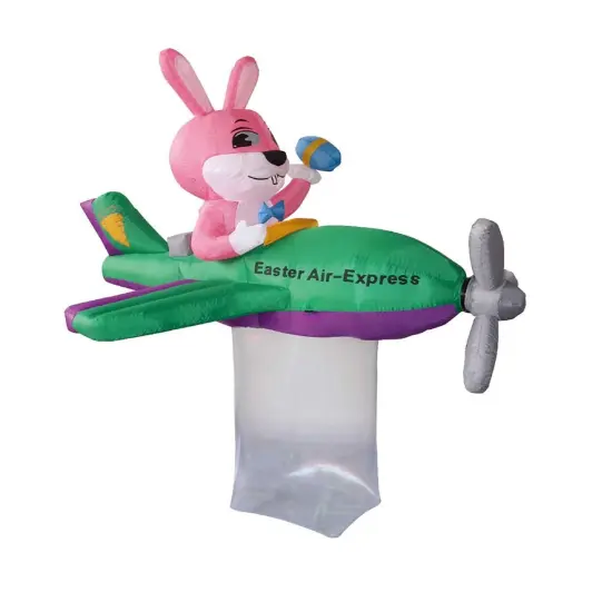 6' Air Blown Inflatable Animated Easter Bunny Air Express Plane Y607 {1}