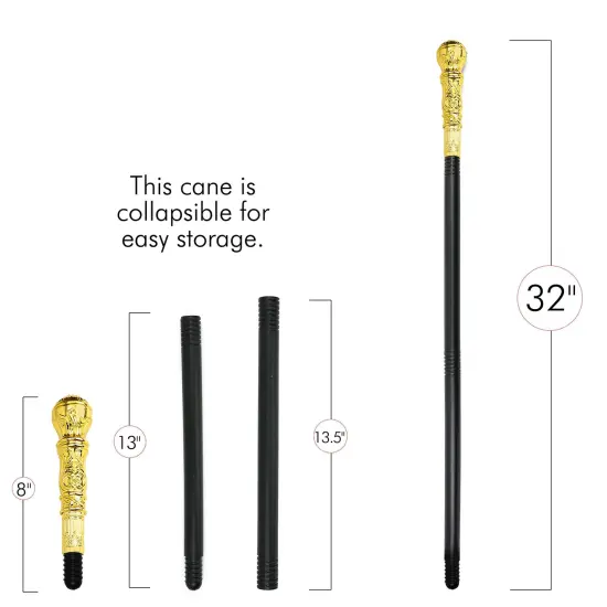 Gold Costume Walking Cane Elegant Prop Stick Dress Canes Costume Accessories for Adults and Kids {6}