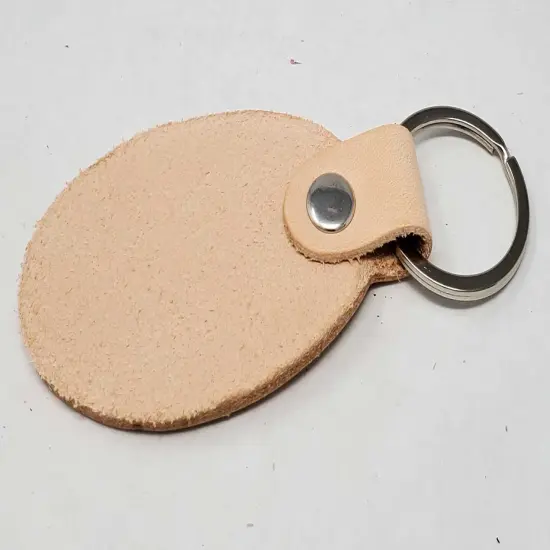 Blank Vegetable Tanned Leather Key Fobs &ndash; Ready for Stamping, Tooling & Engraving - 10 Pack {2}