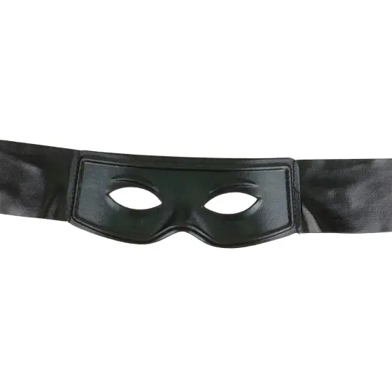 Black Burglar Masquerade Mask - Faux Leather Costume Bank Robber Thief Mask with Tie Strings {4}